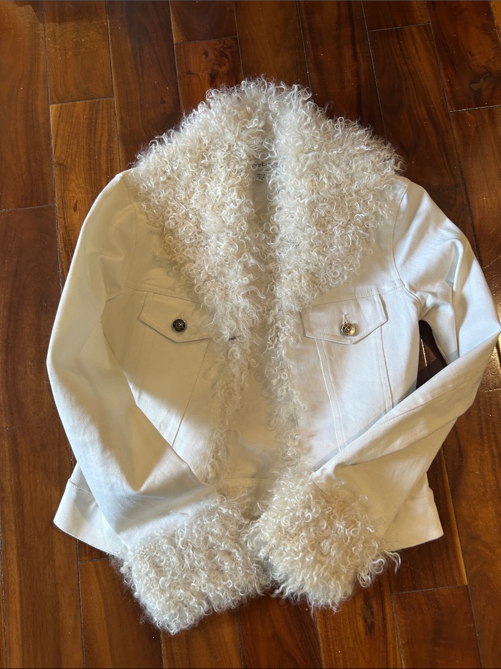 bebe white dye Lamb Fur  Trim Jacket